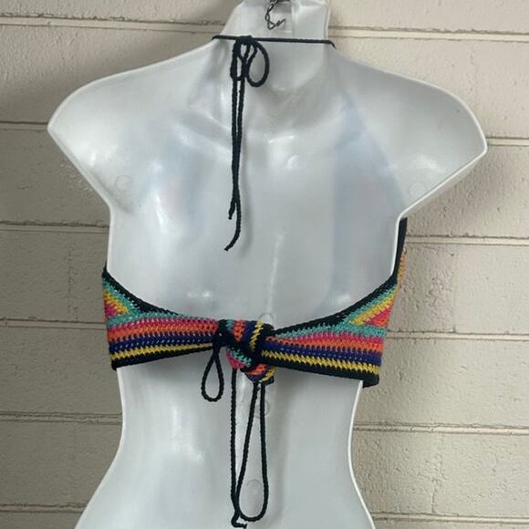 Rainbow Open Knit Halter Top size S - Picture 6 of 8